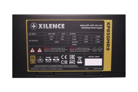 Power Supply|XILENCE|850 Watts|Efficiency 80 PLUS GOLD|PFC Active|XN074