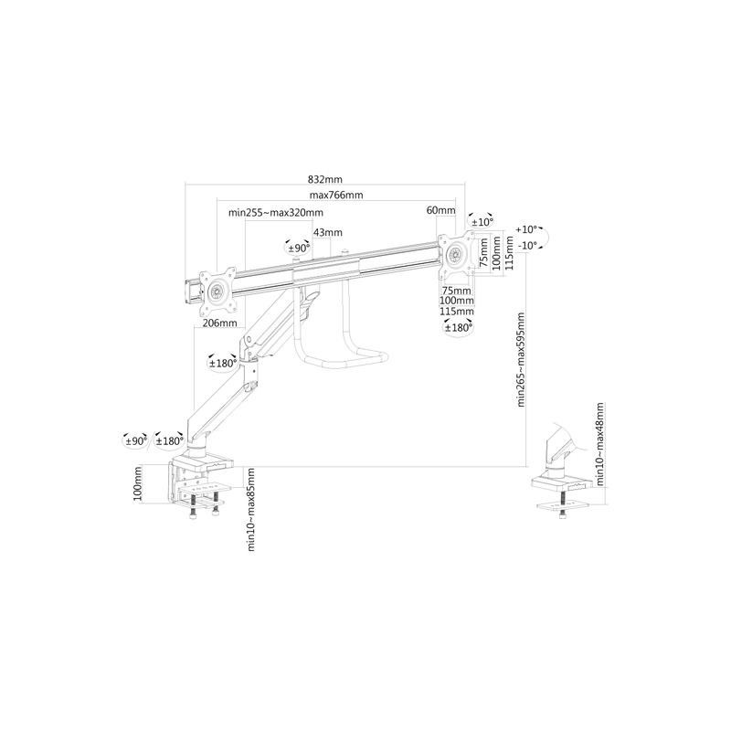 MONITOR ACC DESK MOUNT 10-32"/NM-D775DXBLACK NEOMOUNTS