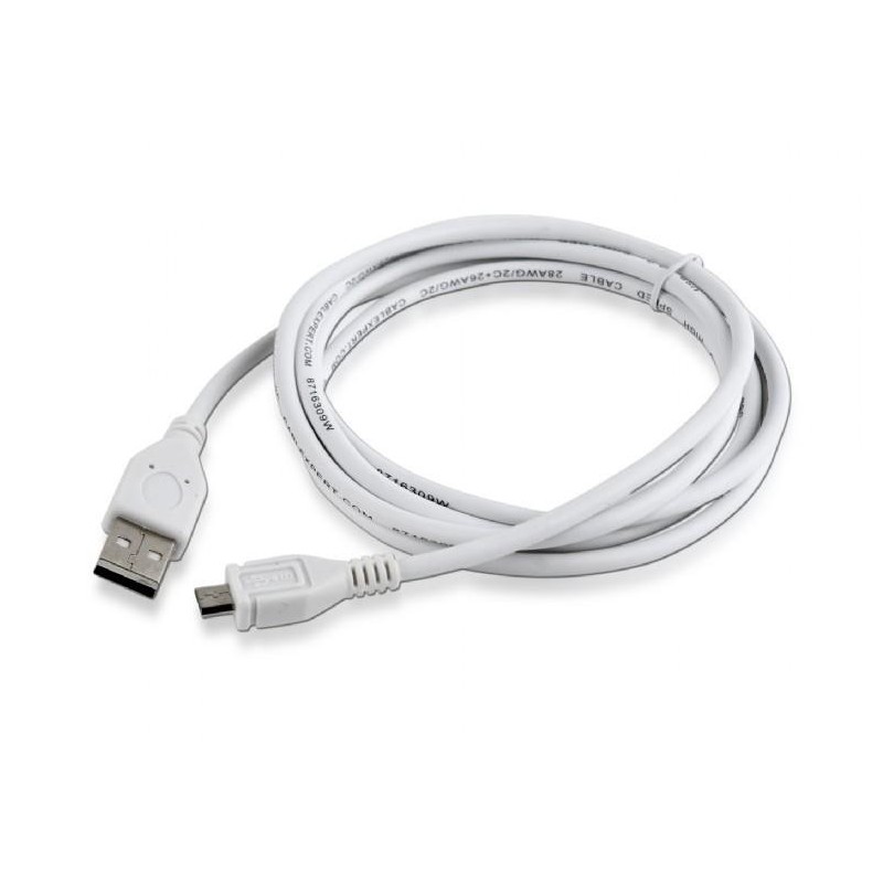 CABLE USB2 A PLUG/MICRO B 1.8M/WHITE CCP-MUSB2-AMBM-6 GEMBIRD