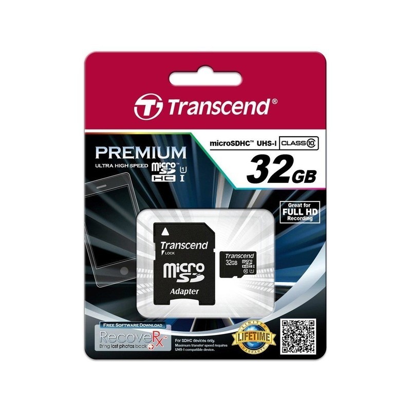 MEMORY MICRO SDHC 32GB W/ADAPT/CLASS10 TS32GUSDU1 TRANSCEND