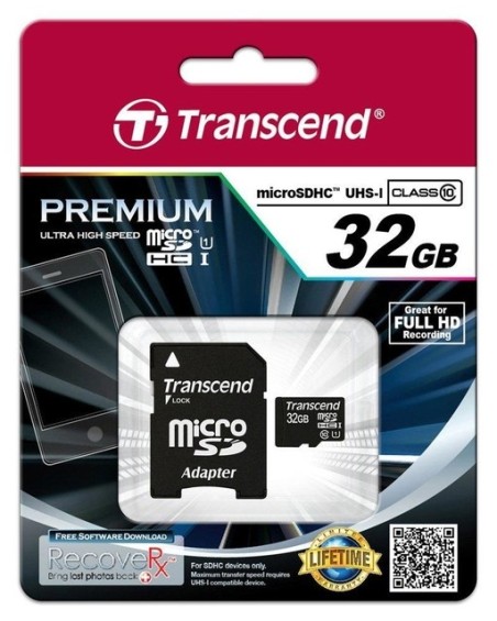 MEMORY MICRO SDHC 32GB W/ADAPT/CLASS10 TS32GUSDU1 TRANSCEND