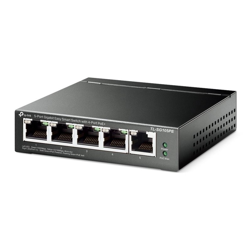 Switch|TP-LINK|TL-SG105PE|Desktop/pedestal|5x10Base-T / 100Base-TX / 1000Base-T|PoE ports 4|TL-SG105PE