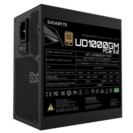 Power Supply|GIGABYTE|1000 Watts|Efficiency 80 PLUS GOLD|PFC Active|MTBF 100000 hours|GP-UD1000GMPG5