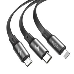 CABLE USB TO 3IN1 1.2M/GRAY/BLACK CAMLT-BYG1 BASEUS