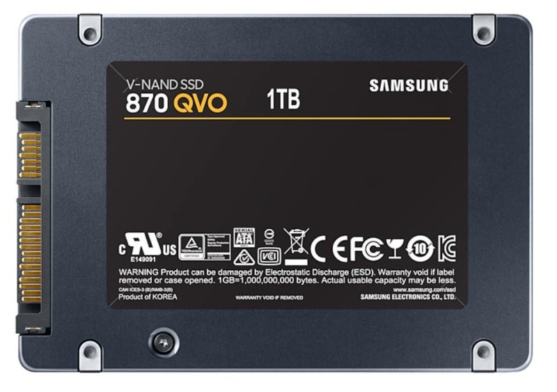 SSD|SAMSUNG|870 QVO|1TB|Write speed 530 MBytes/sec|Read speed 560 MBytes/sec|2,5"|TBW 360 TB|MTBF 1500000 hours|MZ-77Q1T0BW