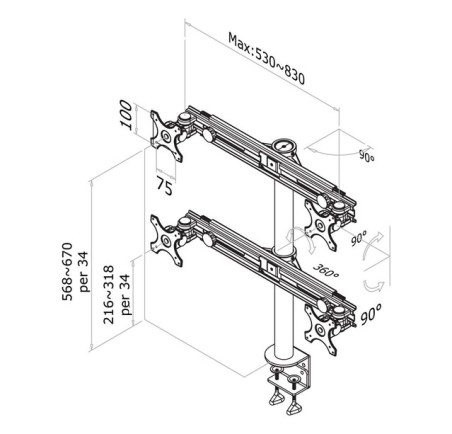 TV SET ACC DESK MOUNT BLACK/19-27" FPMA-D700D4 NEOMOUNTS