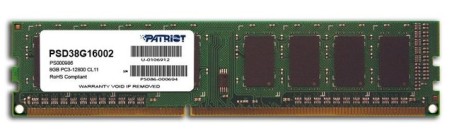 MEMORY DIMM 8GB PC12800 DDR3/PSD38G16002 PATRIOT