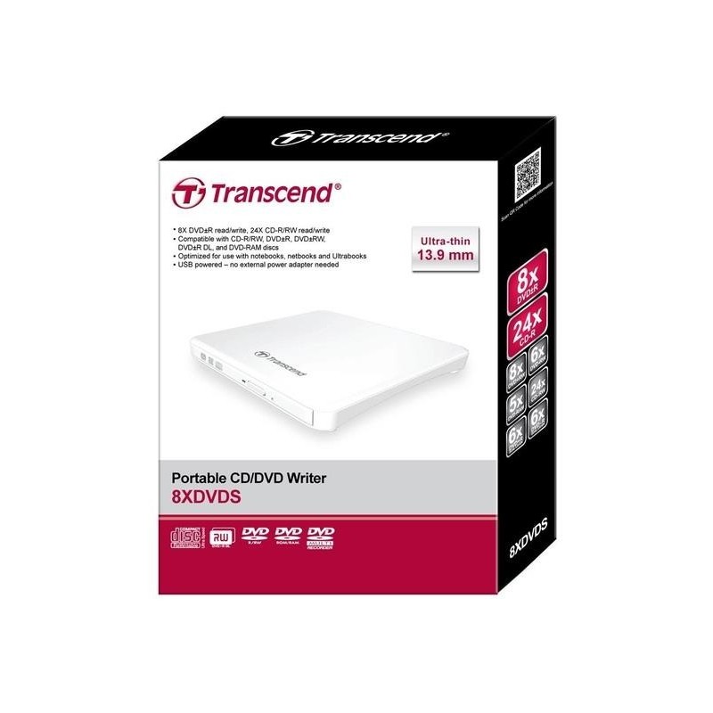 DVD RW USB2 8X EXT WHITE RTL/TS8XDVDS-W TRANSCEND