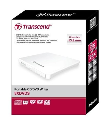 DVD RW USB2 8X EXT WHITE RTL/TS8XDVDS-W TRANSCEND