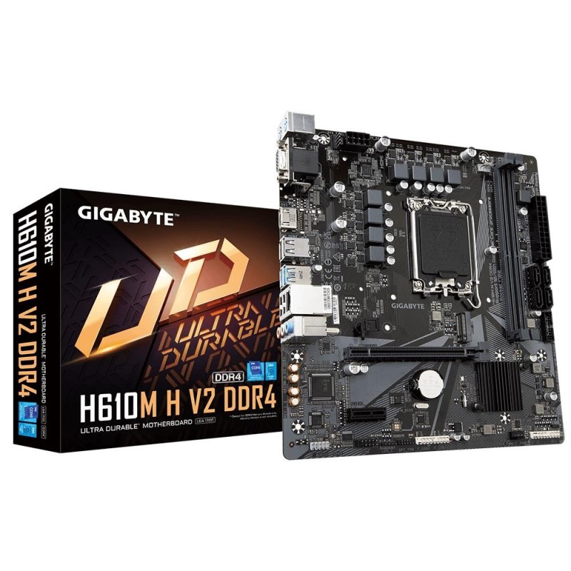 Mainboard|GIGABYTE|Intel H610|LGA1700|Micro-ATX|Memory DDR4|Memory slots 2|1xPCI-Express 3.0 1x|1xPCI-Express 4.0 16x|1xM.2|1x15