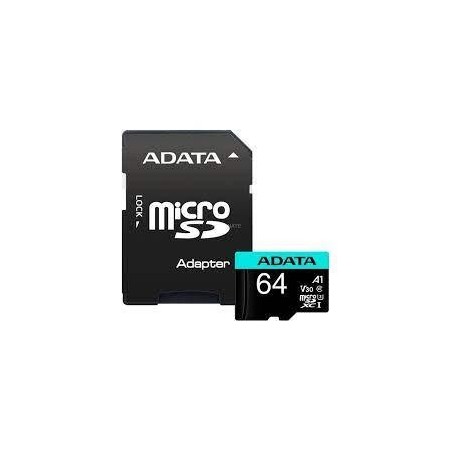 MEMORY MICRO SDXC 64GB W/ADAP./AUSDX64GUI3V30SA2-RA1 ADATA