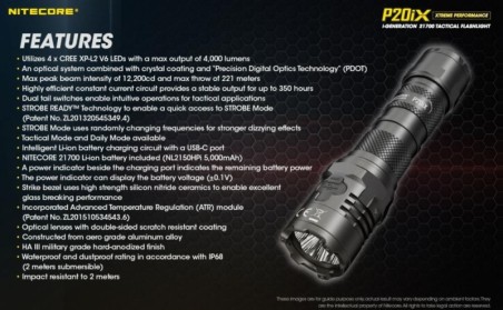 FLASHLIGHT PRECISE SERIES/4000 LUMENS P20IX NITECORE