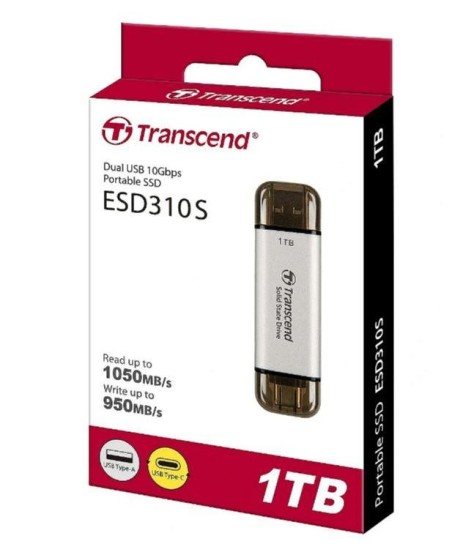 External SSD|TRANSCEND|ESD310|1TB|USB-C|USB|3D NAND|Write speed 950 MBytes/sec|Read speed 1050 MBytes/sec|TS1TESD310S