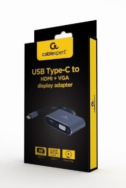 I/O ADAPTER USB-C TO HDMI/VGA/A-USB3C-HDMIVGA-01 GEMBIRD