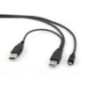 CABLE USB2 DUAL AM-MINI 0.9M/BLACK CCP-USB22-AM5P-3 GEMBIRD