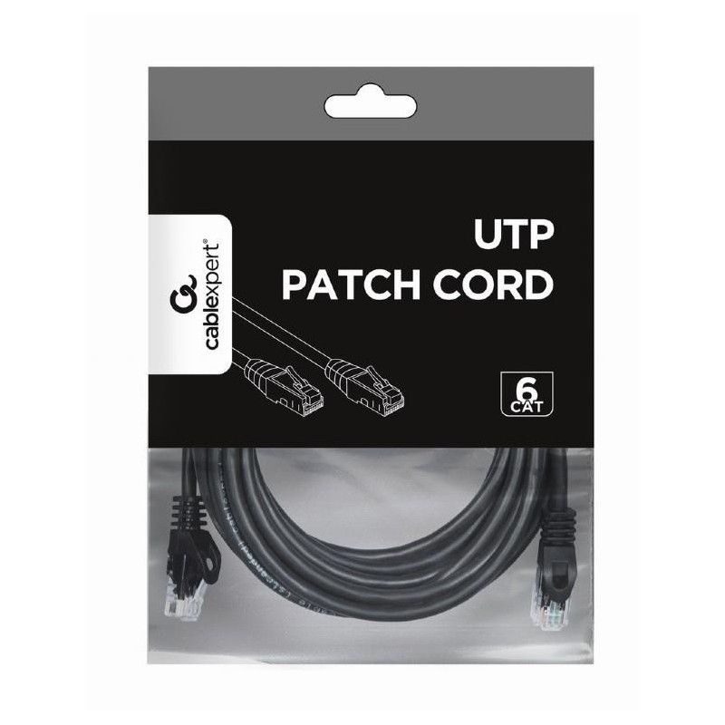 PATCH CABLE CAT6 UTP 5M/BLACK PP6U-5M/BK GEMBIRD