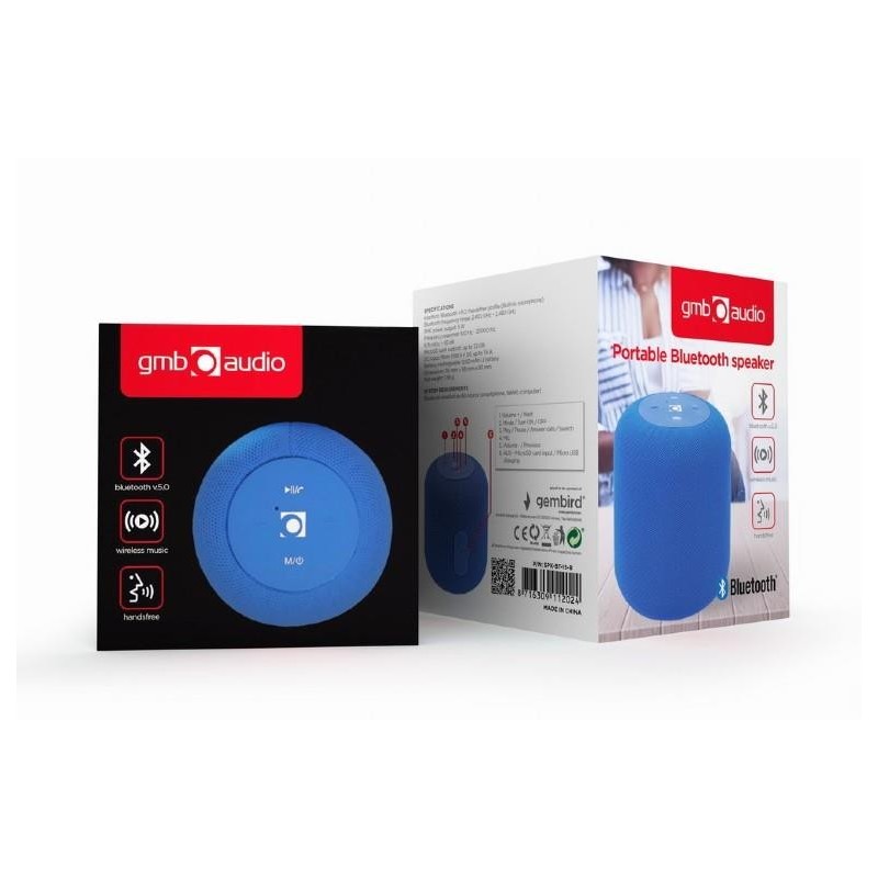 Portable Speaker|GEMBIRD|Portable/Wireless|1xMicroSD Card Slot|Bluetooth|Blue|SPK-BT-15-B