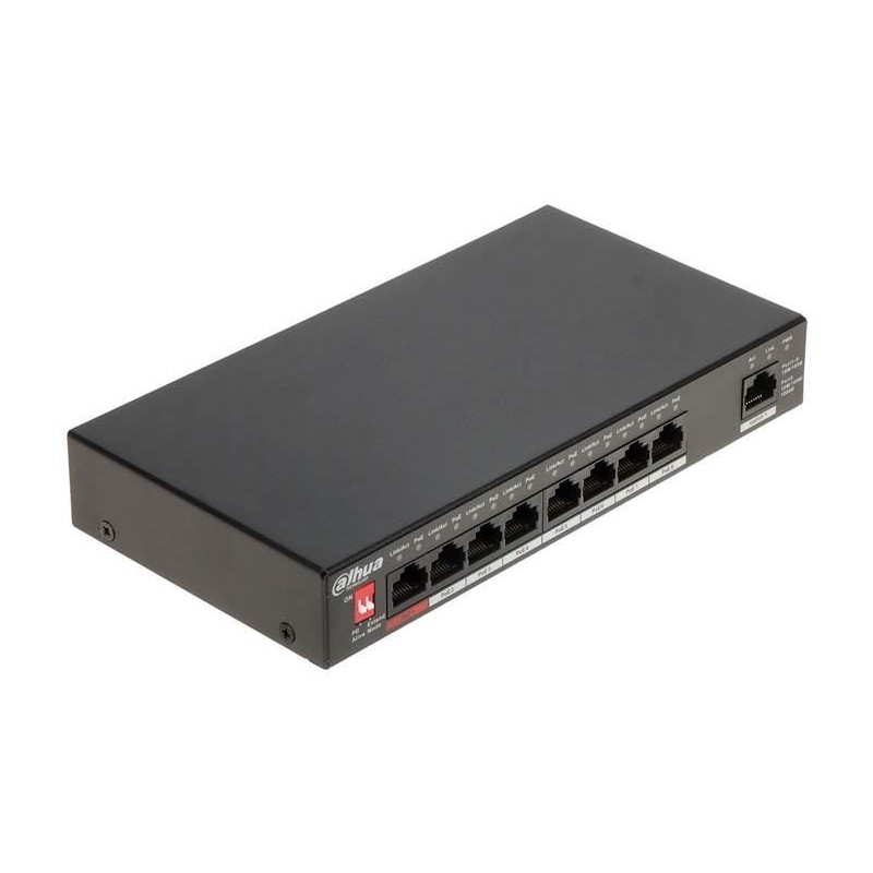 Switch|DAHUA|Type L2|Desktop/pedestal|Rack|1x10Base-T / 100Base-TX / 1000Base-T|PoE ports 8|96 Watts|DH-PFS3009-8ET1GT-96-V2