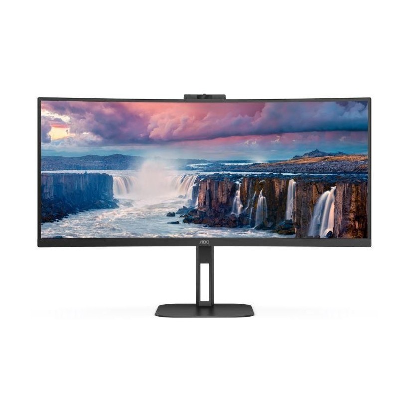 LCD Monitor|AOC|CU34V5CW/BK|34"|Curved/21 : 9|Panel VA|3440x1440|21:9|100Hz|Matte|1 ms|Speakers|Camera|Swivel|Height adjustable|