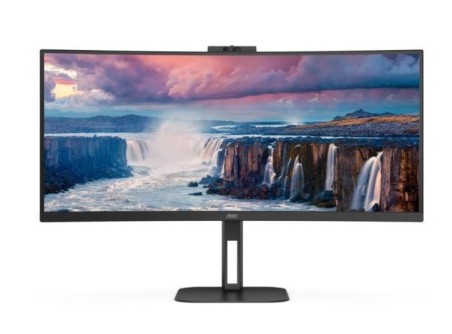 LCD Monitor|AOC|CU34V5CW/BK|34"|Curved/21 : 9|Panel VA|3440x1440|21:9|100Hz|Matte|1 ms|Speakers|Camera|Swivel|Height adjustable|