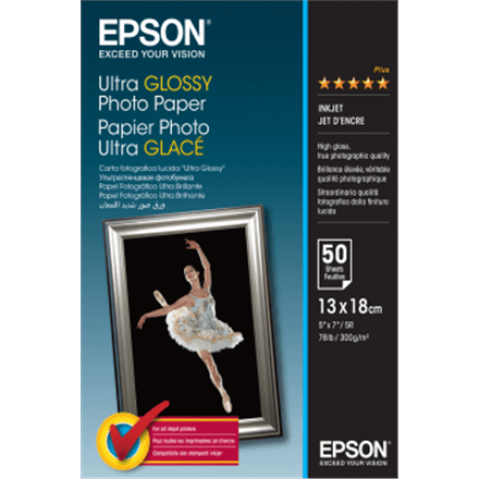 Epson Ultra Glossy photo paper, 13×18 cm, 300 g/m², 50 sheets