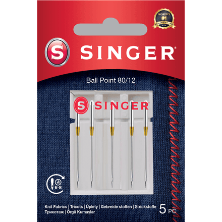 Иглы с закруглённым острием Singer 80/12 для трикотажа, 5 шт.
