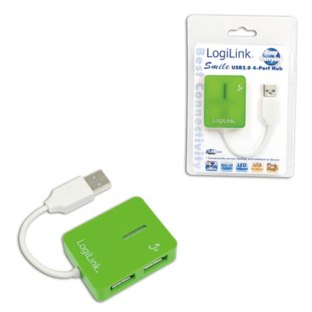LogiLink Smile USB hub, 4 ports, green