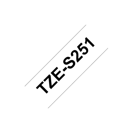 Brother TZe-S251 tugevalt kleepuv lamineeritud lint, 24 mm, must kiri valgel