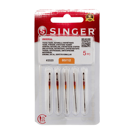 Иглы для швейной машины Singer 2020, размер 12, 5 шт.
