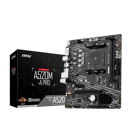 MSI A520M-A PRO emaplaat AM4, DDR4, Micro ATX