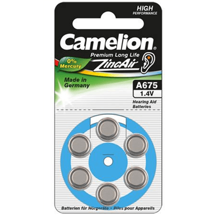 Дисковые батарейки Camelion A675, воздушно-цинковые, 6 шт.