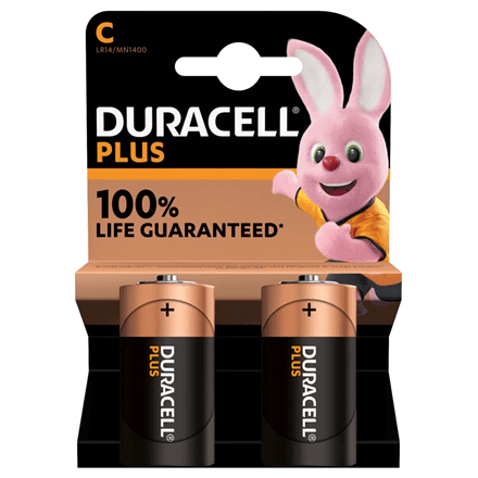 Батарейки Duracell Plus C, 2 шт.