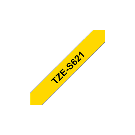 Brother TZe-S621 tugevalt kleepuv lamineeritud lint, 9 mm, must kiri kollasel
