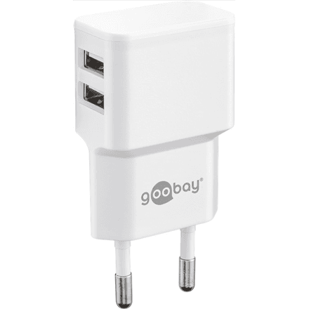 Сетевое зарядное устройство Goobay Dual USB, 2x USB-A, 2,4 А, белый, 44952