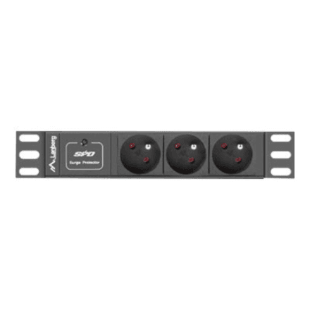 Lanberg PDU 10″ 1U pistikupesade plokk, 3 pesa, 16 A, juhe 2 m – E-tüüpi pesad