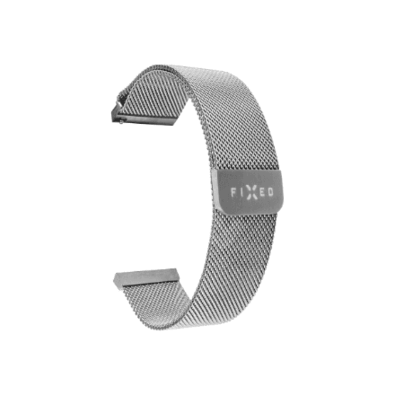 Fixed Mesh Strap for smartwatches, 20mm quick release, metal mesh, silver