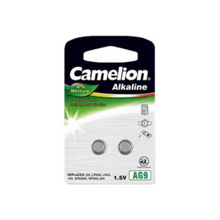 Дисковые батарейки Camelion AG9 / LR45, щелочные, 2 шт.
