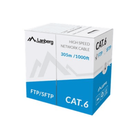 Кабель витая пара Lanberg Cat 6 FTP CU, бухта 305 м, серый