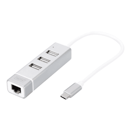 Digitus DA-70253 USB-C hub, 3 ports + Fast Ethernet