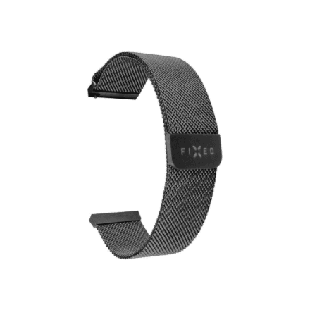 Fixed Mesh Strap for smartwatches, 22mm quick release, metal mesh, black