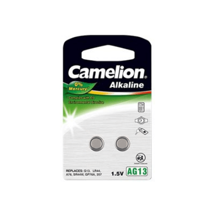 Дисковые батарейки Camelion AG13 / LR44, щелочные, 2 шт.