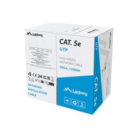 Кабель витая пара Lanberg Cat 5e CCA, бухта 305 м, серый