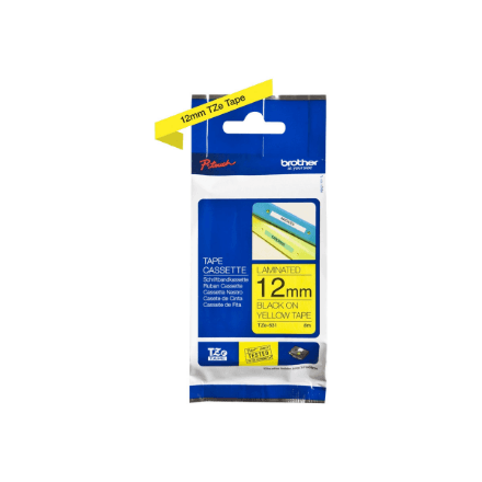 Brother TZe-631 lamineeritud lint, 12 mm, must kiri kollasel, 8 m