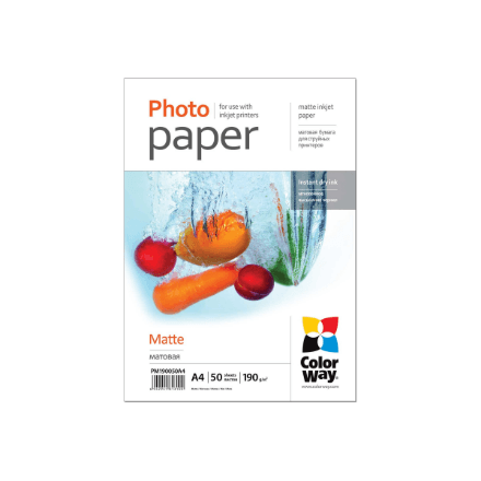ColorWay matte photo paper, A4, 190 g/m², 50 sheets