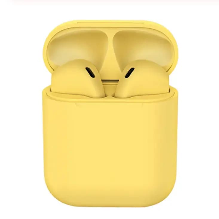 iNpods i12 wireless earbuds with microphone, yellow