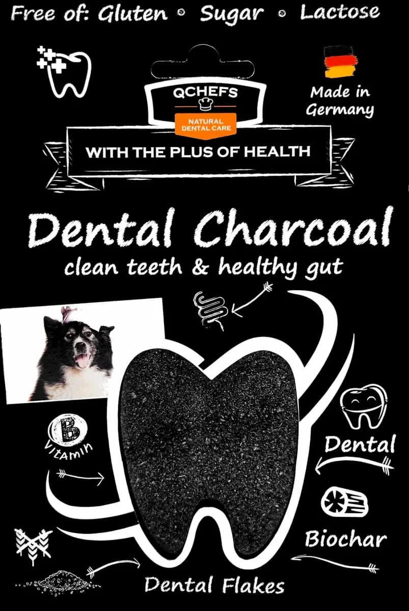 Koera täiendsööt Qchefs Dental Charcoal aktiivsöega, 80 g