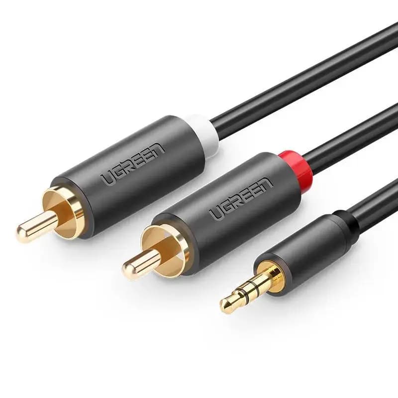 Helikaabel Ugreen AV102 3,5 mm – 2 × RCA, 1,5 m, must