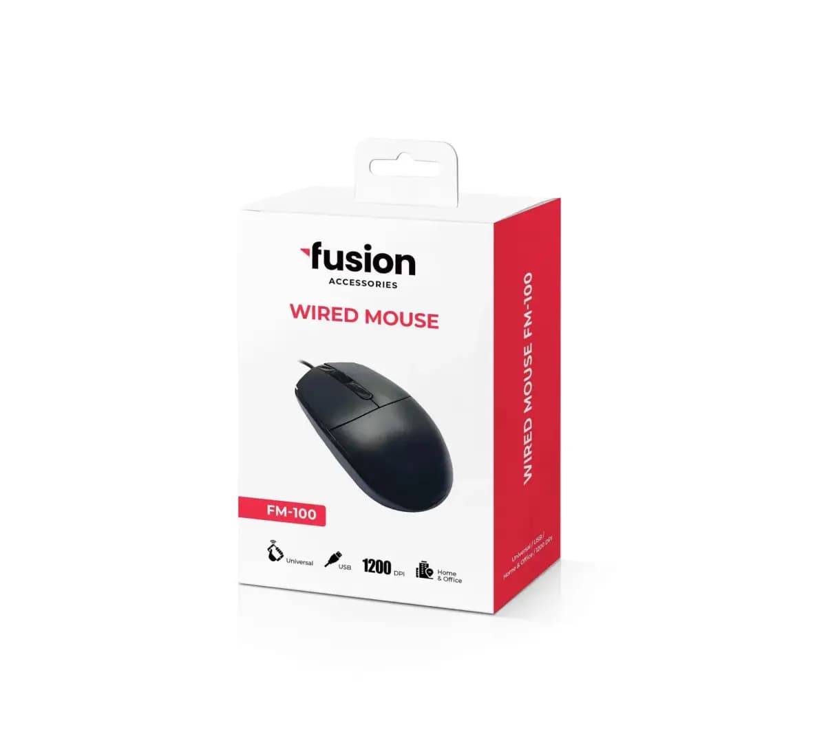Fusion FM-100 wired optical mouse, 1200 DPI, black