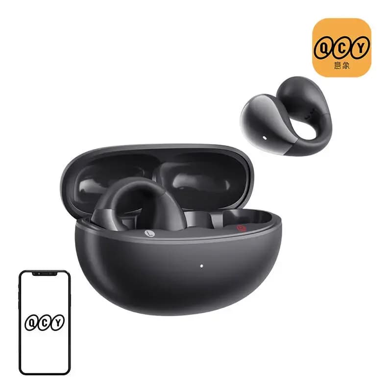 QCY Crossky Clip T33 wireless earbuds, Bluetooth 5.4, black
