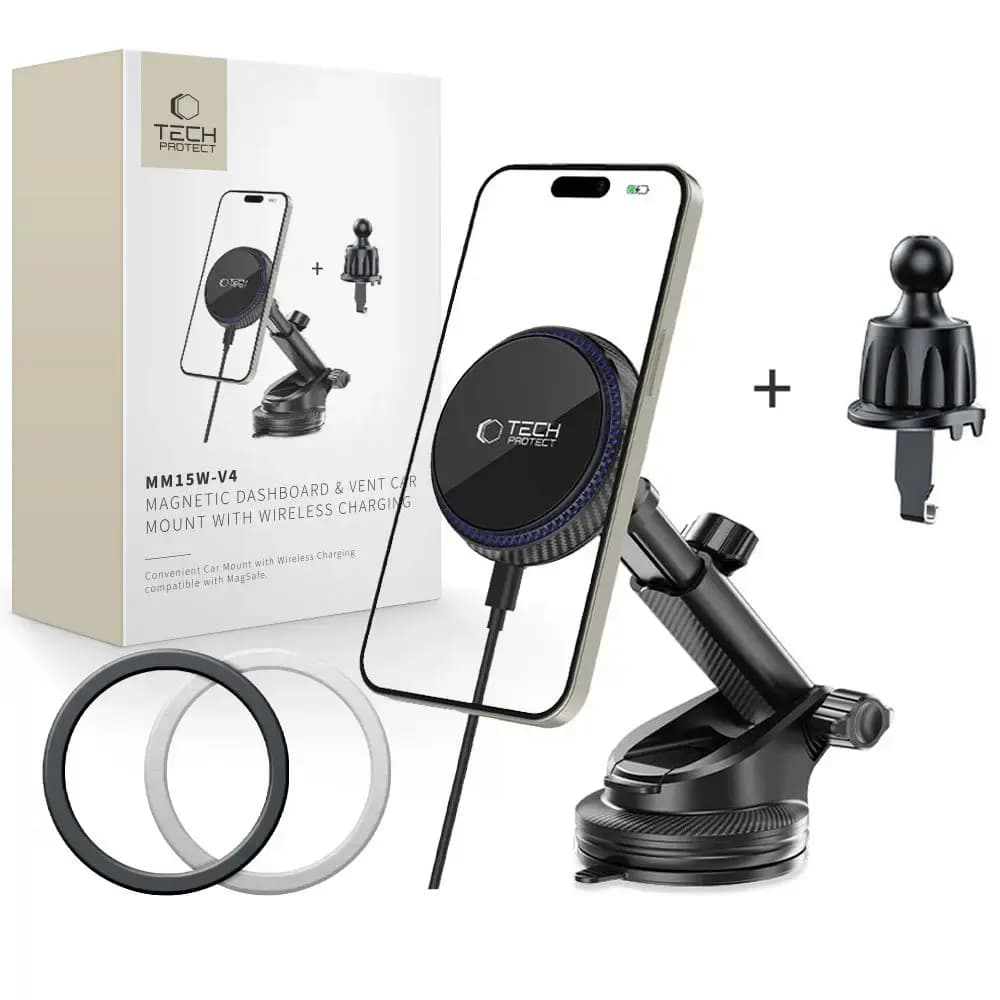 Telefonihoidik autosse Tech-Protect MM15W-V4, juhtmevaba laadimisega 15 W, MagSafe